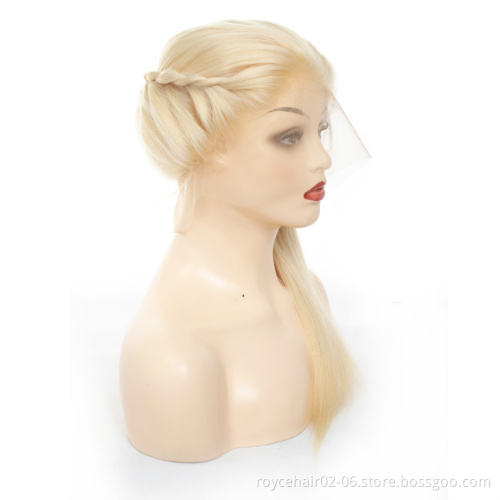 Blond 613 Cambodian Human Hair Braided Perruque Silk Top Base Full Lace Wig for Black Women